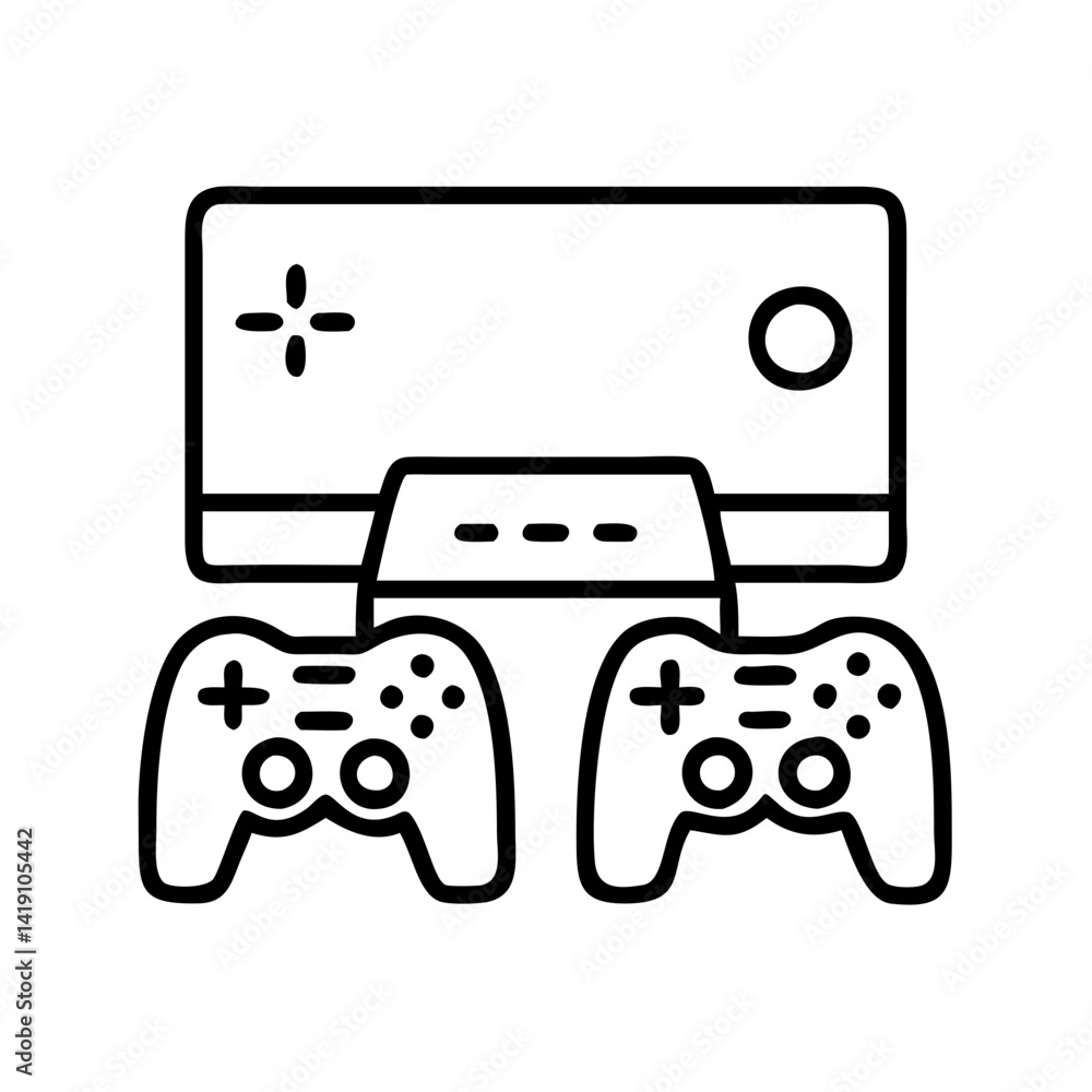 Aufkleber vector game console with controllers illustration for gaming and entertainment design assets