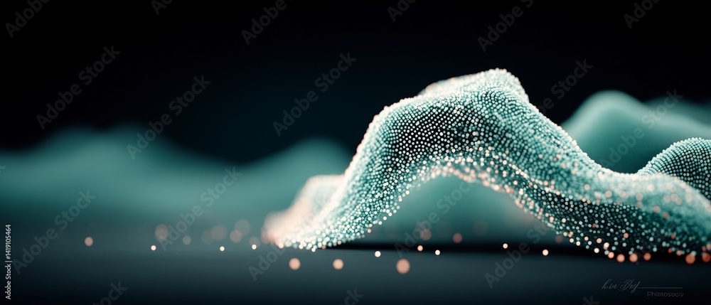 Poster abstract digital data wave futuristic tech background