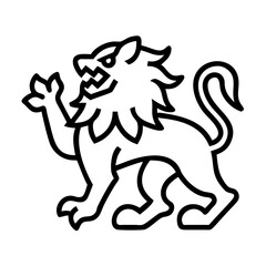 Heraldic lion rampant vector illustration, royal animal symbol, medieval coat of arms design