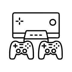 Vector game console with controllers illustration for gaming and entertainment design assets
