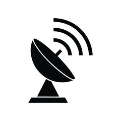 silhouette satellite dish antenna, Vector Art & Illustration on a white background