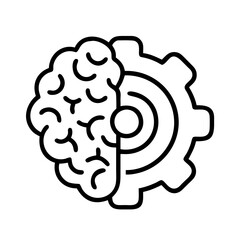 Brain and gear icon vector illustration concept for creative mind and engineering process