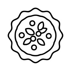 Vector graphic of a savory pie with crust, filling, and topping for menu or recipe design use