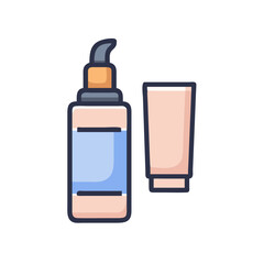 Minimalist Illustration: Two cosmetic bottles, clean and simple