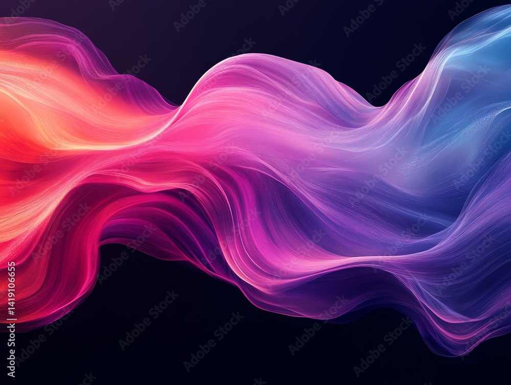 Fototapete vibrant pink and blue waves flow dynamically against a dark background creating an energetic and abs