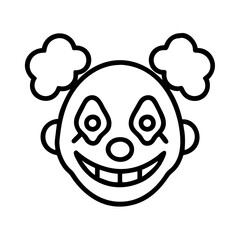 Clown face outline vector illustration for halloween costume party decoration and circus theme design