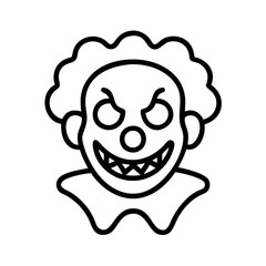Scary halloween clown vector illustration outline drawing for halloween designs and templates graphic art