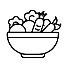 Bowl of fresh salad vector illustration for healthy eating and diet concept line art vegetable mix