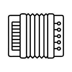 Accordion instrument outline vector drawing for music lovers and musicians in black and white