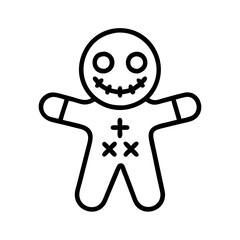 Gingerbread zombie halloween cookie vector icon illustration spooky holiday season treat outline