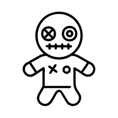 Voodoo doll vector icon halloween witchcraft magic occult ritual symbol clip art illustration design graphic