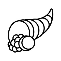 Illustration of a cornucopia outline drawing thanksgiving harvest symbol and autumn design element