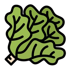 Outlined vector of a whole lettuce head with detailed leaf textures, ideal for healthy food, vegetarian, and organic produce-themed designs.