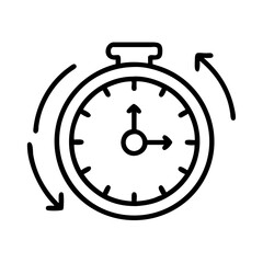 Stopwatch timer icon vector illustration with arrows for time management and deadline concept use, 90 character