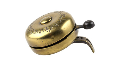 Vintage Brass Bicycle Bell with Ornate Engravings and Metal Clamp