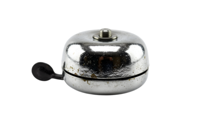 Classic Silver Bicycle Bell with Black Handle and Mounting Bolt