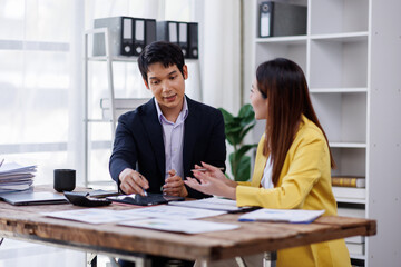 Team of Business accountant document legal, Auditor businesswoman Office employee working with...