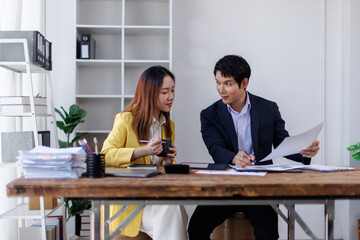 Team of Business accountant document legal, Auditor businesswoman Office employee working with...