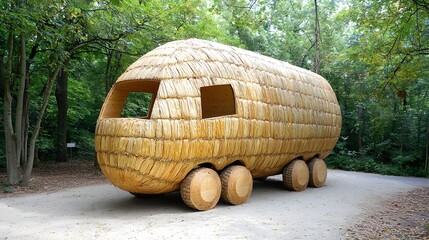 Corn Cob Cargo Truck An Innovative and Whimsical Concept in Sustainable Transportation Design Featuring a Giant Vegetable Vehicle with Husks as the Windshield