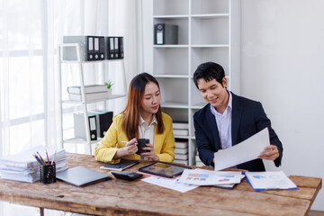 Team of Business accountant document legal, Auditor businesswoman Office employee working with...