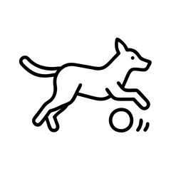 Dog playing fetch outline vector illustration of happy dog chasing ball pet animal design