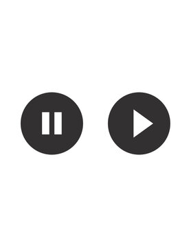 pause and Play icon on white background. Play and pause button icons, play and pause with black color