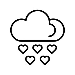 Cloud with hearts raining down vector icon graphic design template for love weather forecast concept
