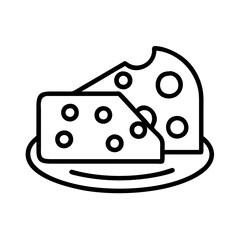 Cheese wedge on plate vector illustration delicious dairy food gourmet cheese product design art 90