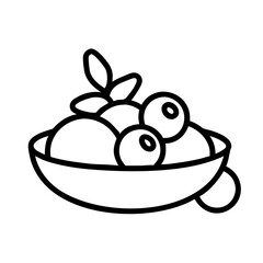 Bowl of fresh fruit vector illustration: healthy eating, berries, and delicious dessert concept icon
