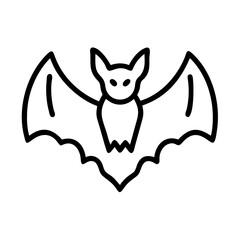 Halloween bat vector icon illustration spooky silhouette flying bat outline drawing design element