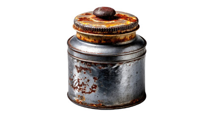 Antique Oil Can: A weathered, metallic oil can with a rusty, vintage charm. The rustic metal and detailed texture tell a story of time-worn service. 