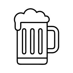 Beer mug vector illustration with foam outline style for pub brewery and bar design element