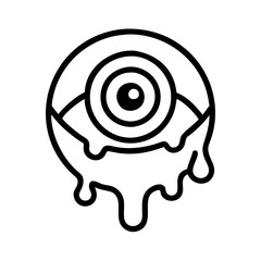 Creepy halloween eyeball vector graphic with dripping slime for spooky designs and illustrations