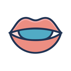 Vampire lips with sharp fangs, Halloween vector icon