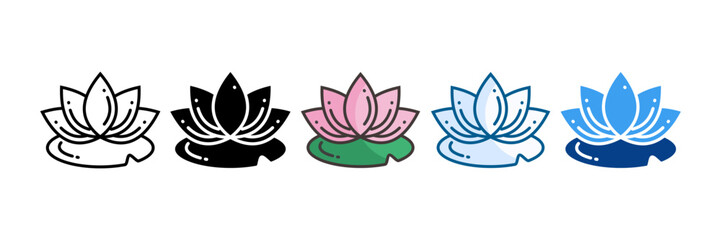 Lotus Flower Icon Set Multiple Style Collection