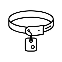 Dog collar with tag outline vector illustration for pet accessories and identification needs