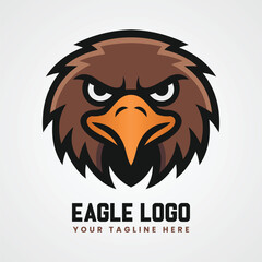 Angry Eagle Mascot Logo Design, Falcon Head Sports Team Logo, Vector Bird of Prey Logo Template, Esports Eagle Mascot for Teams, Bold and Fierce Eagle Head Logo