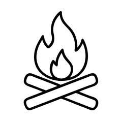 Campfire outline drawing vector icon illustration for camping and outdoor activities design