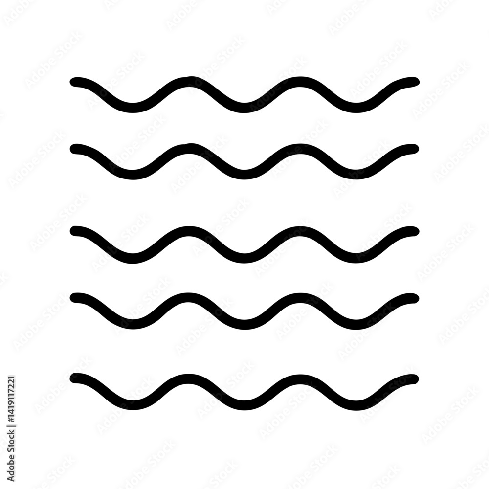 Poster Vector illustration of wavy lines for background design element simple ocean waves pattern graphic