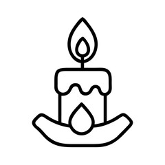 Candle vector icon illustration, light source, wax candle, burning candle graphic design element