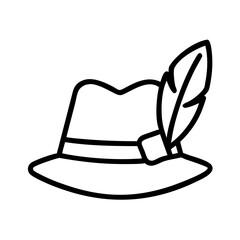 Find traditional bavarian hat with feather vector illustration oktoberfest costume accessory icon design