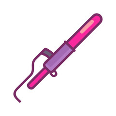 Pink Curling Iron Illustration - Beauty and Hair Styling