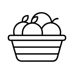 Basket of fruit vector illustration, healthy eating, fresh harvest, organic food outline icon