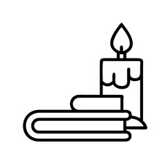 Candle and book vector icon illustration for reading time and relaxation concept design element