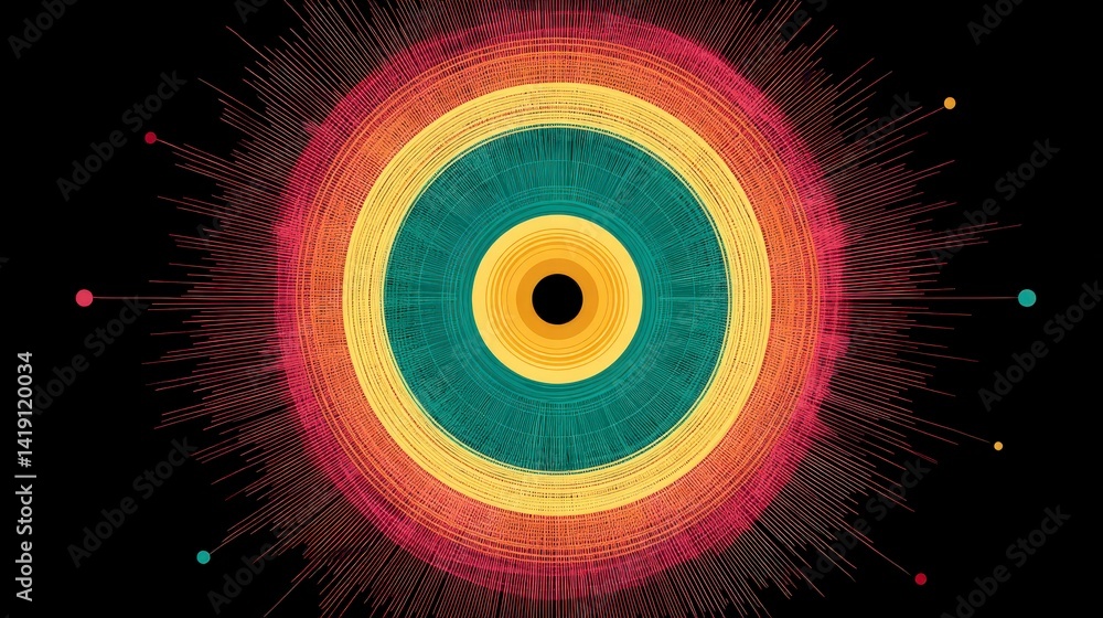 Poster abstract circular design rainbow gradient geometric pattern dynamic waves artistic gra