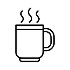 Hot coffee mug vector icon illustration, coffee cup with steam, beverage, drink, cafe icon