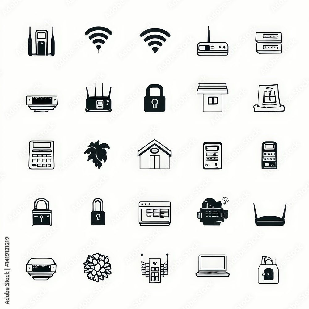 Aufkleber secure network icons privacy wifi firewall encryption online safety
