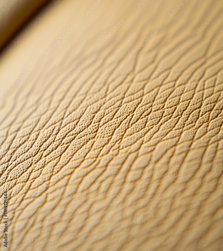 Poster close-up view of textured yellow leather surface with patterns
