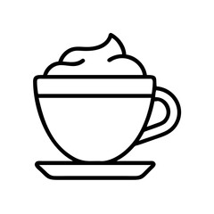 Coffee cup with cream drawing vector illustration cafe cappuccino espresso latte art design