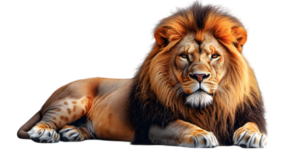 Lion with detailed mane, vector drawing, isolated on white background